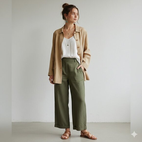 Laura Ashley Jackets & Blazers - Laura Ashley Silk Linen Belted Jacket | Spring Neutral Quiet Luxury 1X